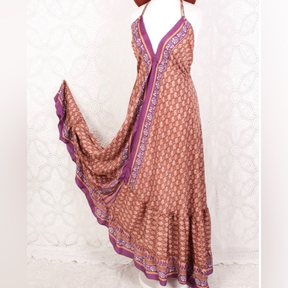 Bohemian Maxi Dress with Tie Straps - Picture 7 of 7